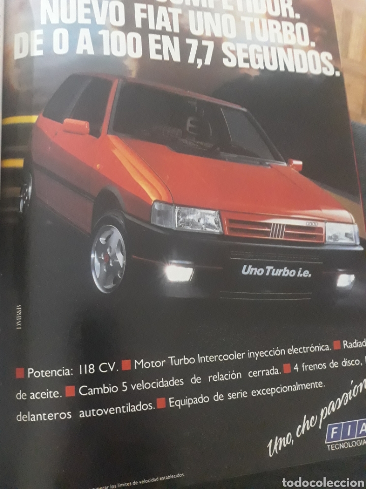 Coches y motocicletas: PUBLICIDAD DEL FIAT UNO TURBO .A&Ntilde;O 1990 .27 X 20 CM