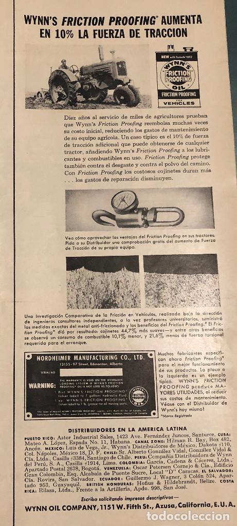Coches y Motocicletas: Publicidad de prensa de aditivos Wynn's. Original a&ntilde;o 1954. 14 x 35 cm. Buen estado.