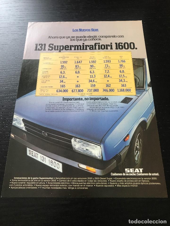 Autos und Motorr&auml;der: SEAT 131 SUPERMIRAFIORI 1600 - RECORTE PRENSA REVISTA PUBLICIDAD ORIGINAL ANUNCIO - ESPA&Ntilde;OL