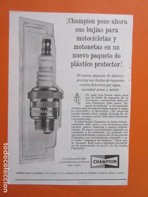 Autos und Motorr&auml;der: PUBLICIDAD 1962 COLECCION COCHES - BUJIA CHAMPION - TAMA&Ntilde;O 13 X 18.5 CM