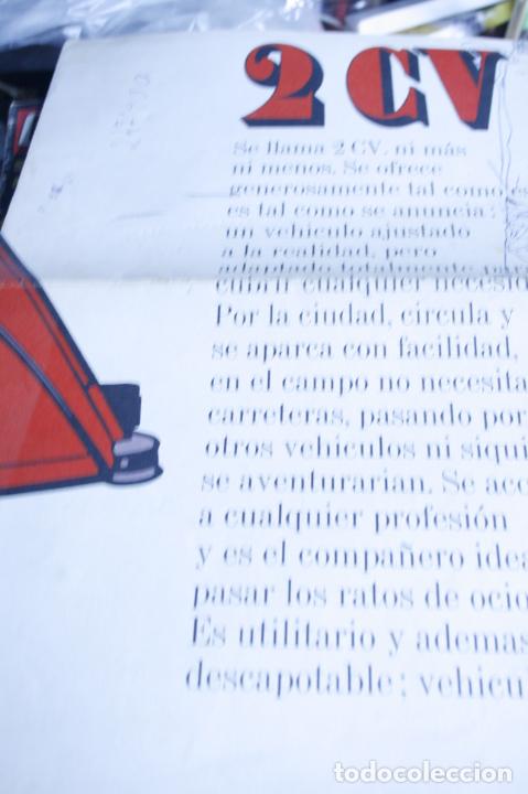 Coches y Motocicletas: FOLLETO FICHA TECNICA COCHE AUTO CITROEN 2 CV POSTER GRANDE