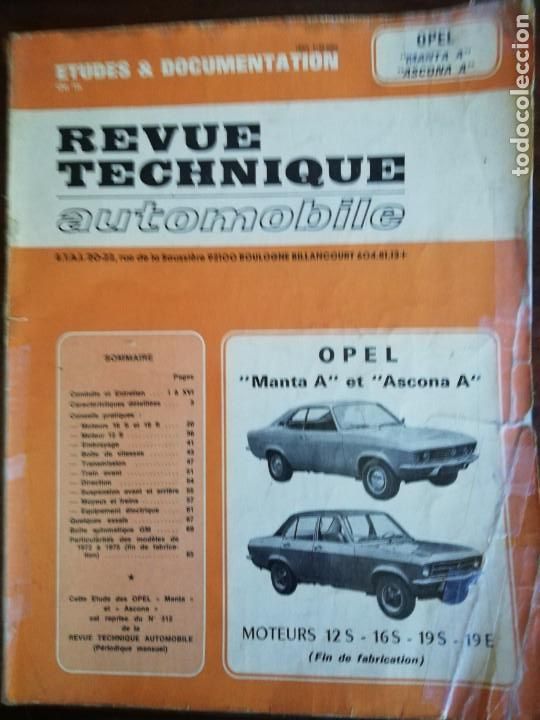 Cars and Motorcycles: REVUE TECHNIQUE AUTOMOBILE OPEL MANTA A ET ASCONA A. MOTEURS 12S-16S-19S-19E