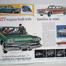 Coches y Motocicletas: 1960 CHRYSLER, PLYMOUTH, DODGE, VALIANT. CHRYSLER CORPORATION. RECORTE PUBLICIDAD. Lote 211514437