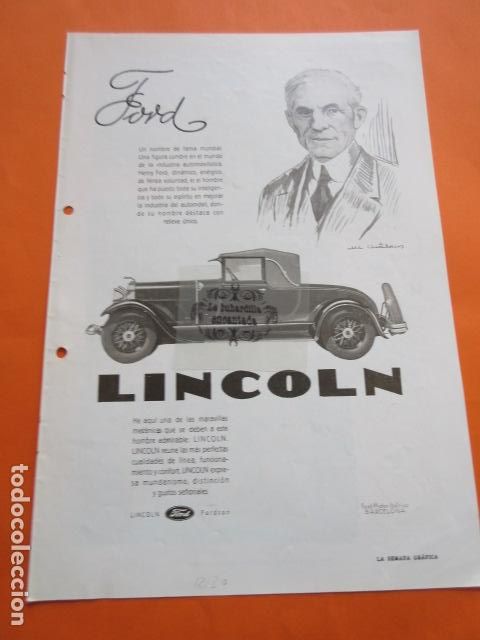 Coches y Motocicletas: PUBLICIDAD 1930 - COLECCION COCHES - LINCOLN FORD FORDSON