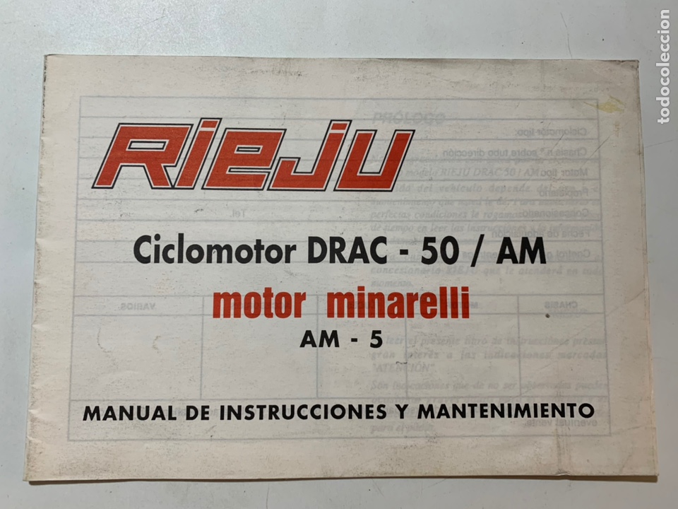 Coches y motocicletas: Manual de instrucciones y mantenimiento rieju ciclomotor drac - 50 / am motor minarelli am-5