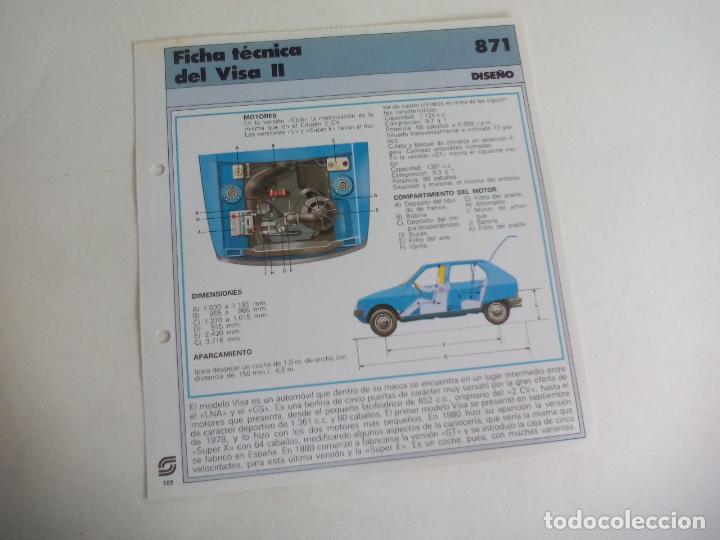 Coches y Motocicletas: VISA II, CITRO&Euml;N. FICHA TECNICA DEL COCHE. Editada por SARPE, a&ntilde;os 80.