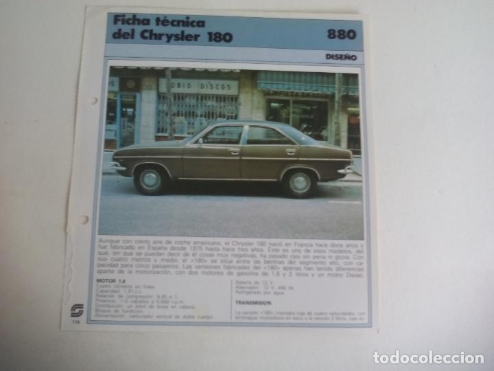 Coches y Motocicletas: CHRYSLER 180. FICHA TECNICA DEL COCHE. Editada por SARPE, a&ntilde;os 80.