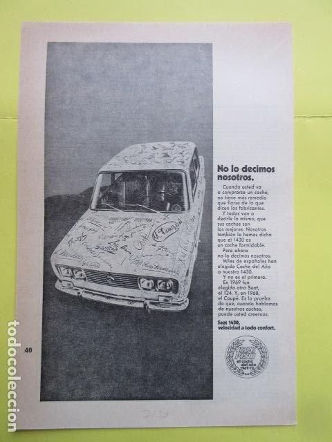 Carros e motociclos: PUBLICIDAD 1970 - SEAT 1430