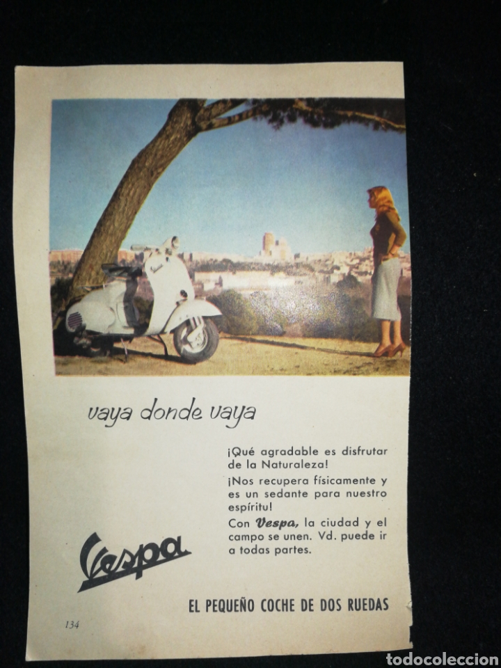Coches y Motocicletas: VESPA 1958, ANTIGUA PUBLICIDAD, AL DORSO &Uacute;TILAUTO FURGONETA.
