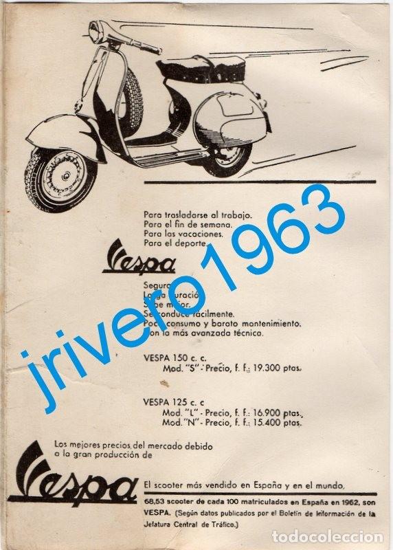 Coches y motocicletas: 1963, PUBLICIDAD VESPA 125 Y 150, CON PRECIOS, 115X165MM