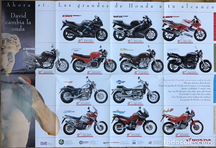 Coches y motocicletas: Poster desplegable oferta 12 motos Honda 1993