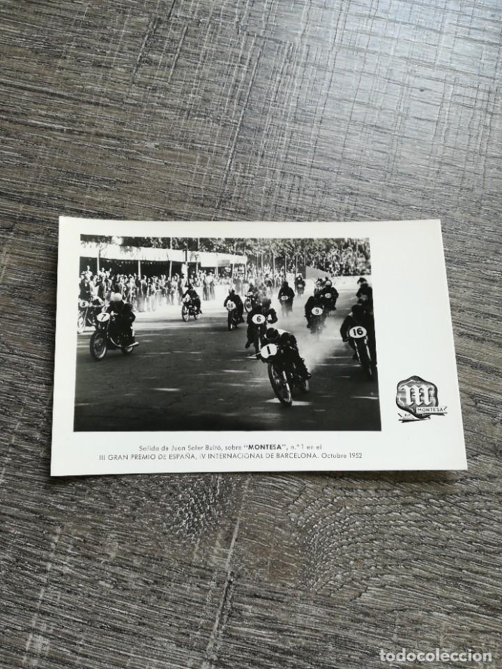 Coches y Motocicletas: Postal Montesa Juan Soler Bulto III gran premio de Espa&ntilde;a iv internacional de Barcelona oct 1952