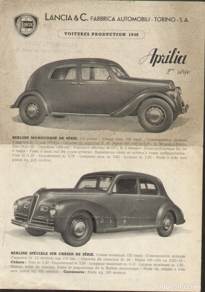 Coches y Motocicletas: cat&aacute;logo LANCIA Fabbrica Automobili 1948 APRILIA 2a Seria ARDEA 3a Serie - en franc&eacute;s
