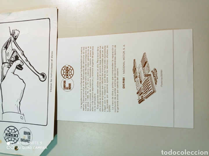 Coches y Motocicletas: Antigua bolsa carpeta con manual de instrucciones y otros papeles de la Derbi Varíant. - Foto 12 - 255024065