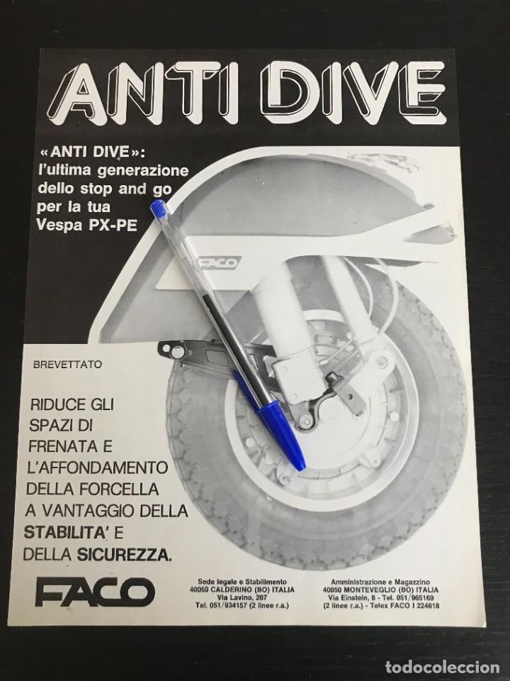 Coches y Motocicletas: VESPA FACO ANTI DIVE PX PE - ANUNCIO RECORTE PUBLICIDAD DE REVISTA ORIGINAL