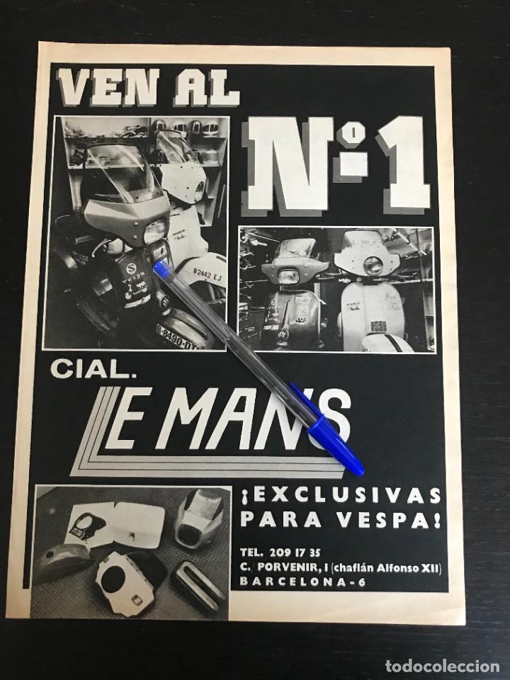Coches y Motocicletas: VESPA COMERCIAL LE MANS BARCELONA ACCESORIOS - ANUNCIO RECORTE PUBLICIDAD DE REVISTA ORIGINAL