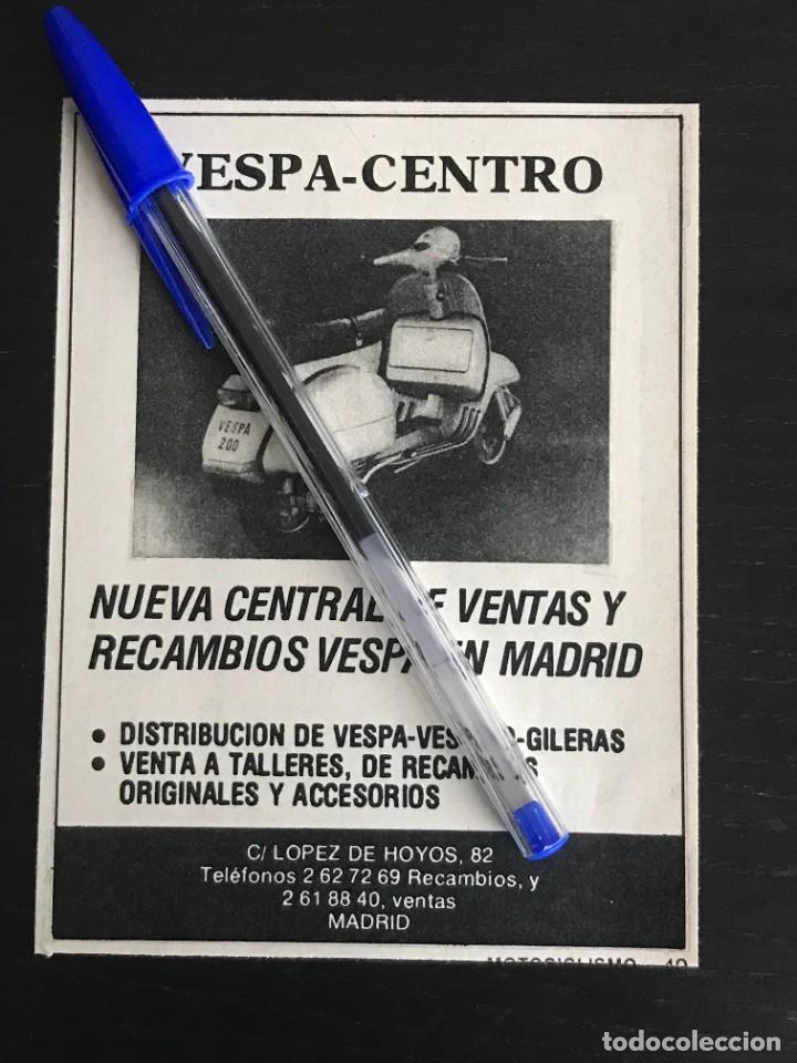 Coches y Motocicletas: VESPA CENTRO MADRID MOTO CONCESIONARIO AGENTE - RECORTE PRENSA REVISTA ANUNCIO PUBLICIDAD