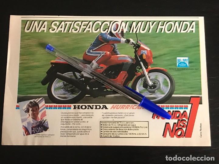 Coches y motocicletas: HONDA MBX 75 HURRICANE FREDDIE SPENCER - RECORTE PRENSA REVISTA ANUNCIO PUBLICIDAD