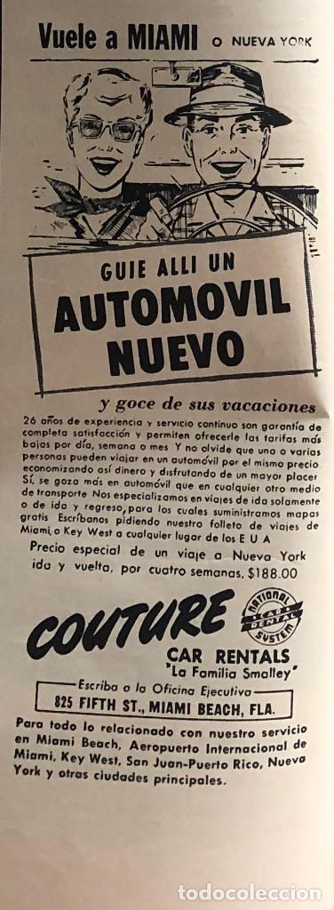 Carros e motociclos: Publicidad de prensa de coches de alquiler en Miami y NY. Original a&ntilde;o 1954. 7 x 18 cm. Buen estado.