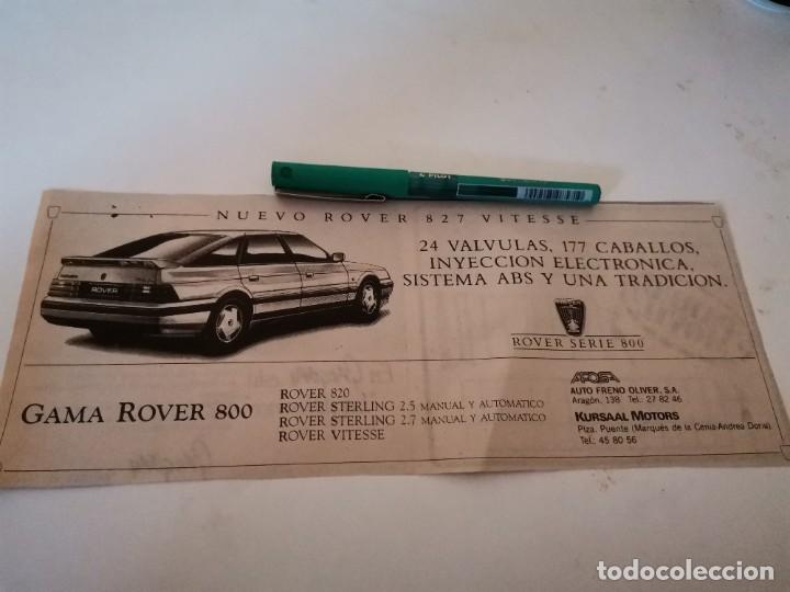 Coches y motocicletas: COCHE ROVER 827 VITESSE ROVER SERIE 800 ANUNCIO PUBLICIDAD PERI&Oacute;DICO 1988