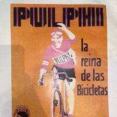 Coches y Motocicletas: POSTER PULPHI LA REINA DE LAS BICICLETAS.CAMPEON DE ESPAÑA 1928-1929. Lote 269318428