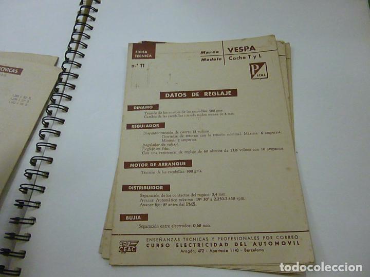 Coches y Motocicletas: VESPA COCHE T Y L-19-FICHA TECNICA ELECTRICA-DATOS DE REGLAJE -CODIGO DE COLORES - -CEAC