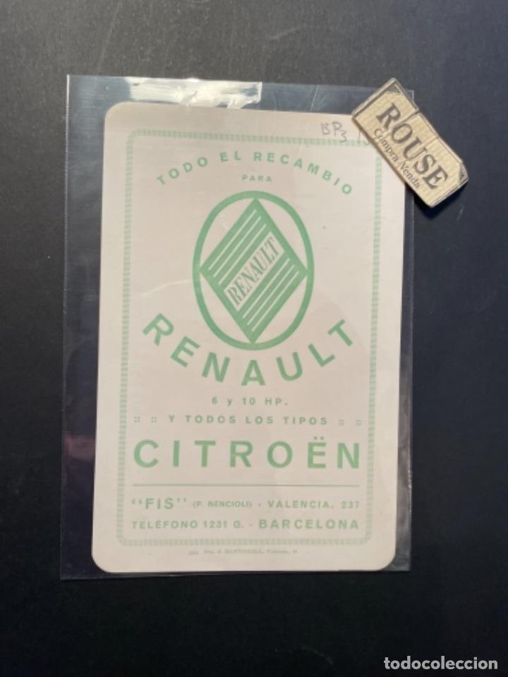 Coches y Motocicletas: AUTOMOVILES - ANTIGUO TARJETON - RENAULT - CITROEN TODO EL RECAMBIO - ''FIS'' C. VALENCIA 237 BARCEL