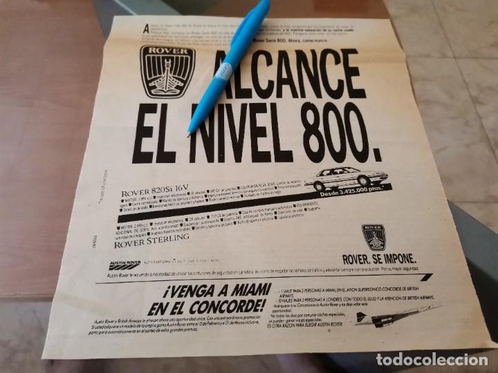 Coches y motocicletas: COCHE ROVER SERIE 800 ANUNCIO PUBLICIDAD RECORTE PERI&Oacute;DICO 1988