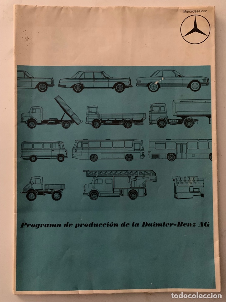 Carros e motociclos: Cat&aacute;logo desplegable de coches camiones autobuses gr&uacute;as programa producci&oacute;n mercedes daimler benz ag