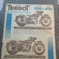 Coches y Motocicletas: MOTOCICLETA - ANTIGUO CARALOGO 1 HOJA 1951 TERROT MOTOCYCLETTES / VELOMOTEURS - MOTRETTE 100CM3 -