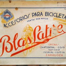 Automobili e Motociclette: TARIFA DE PRECIOS DE ACCESORIOS PARA BICICLETAS BLAS LATRE, ZARAGOZA. AGOSTO DE 1954.. Lote 281826903