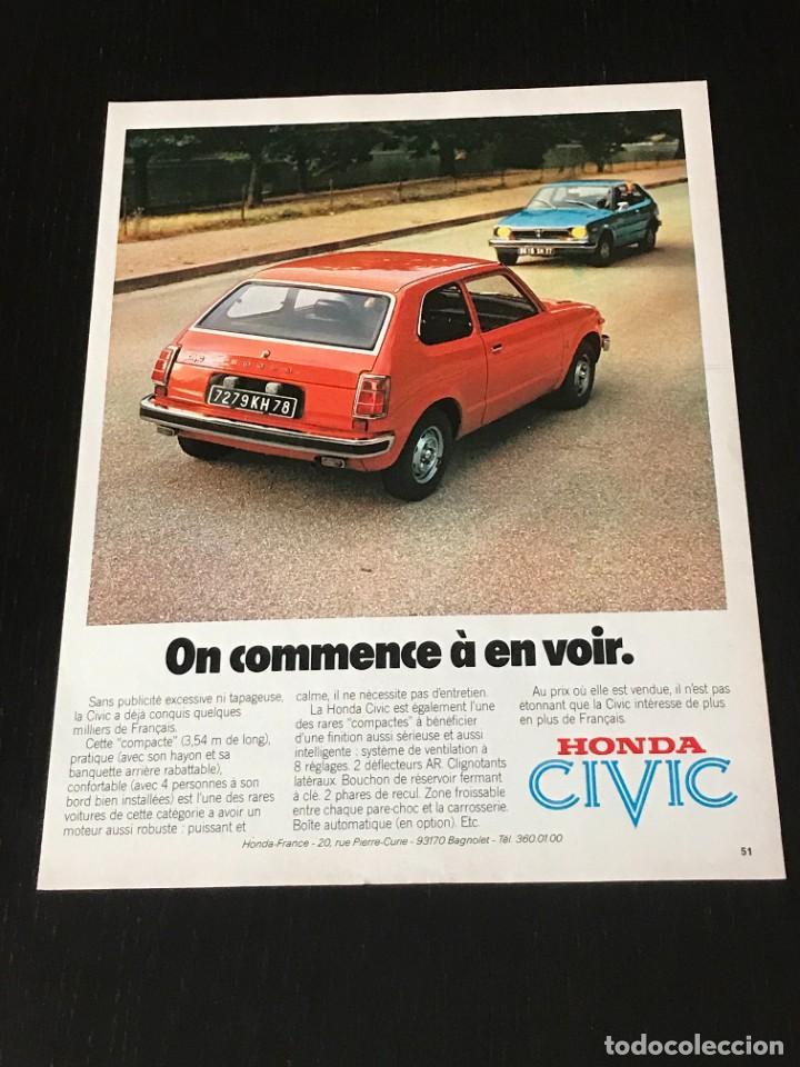 Coches y motocicletas: HONDA CIVIC - ANUNCIO PUBLICIDAD RECORTE REVISTA - NO CATALOGO FOLLETO MANUAL