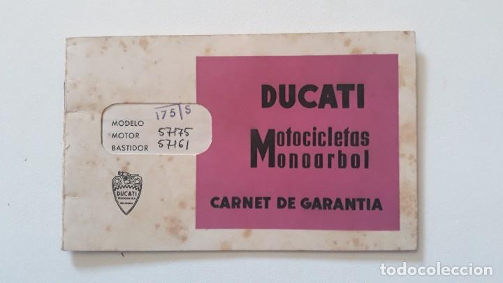 Coches y motocicletas: TALONARIO. CARNET DE GARANTIA DUCATI Y CERTIFICACION. Modelo 175 TS. Expedido en Murcia 1965