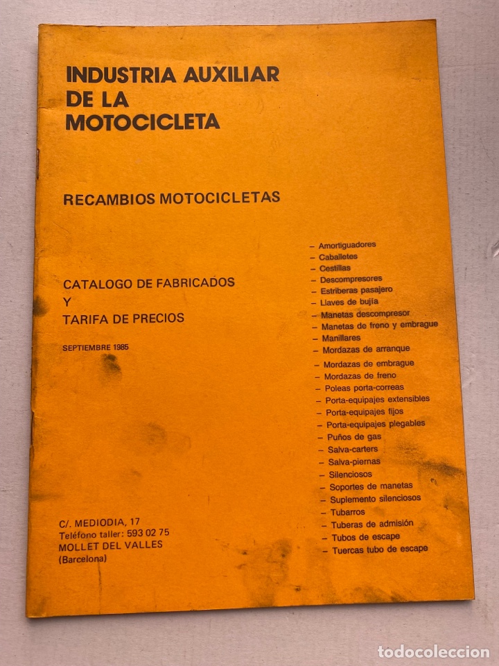 Automobili e Motociclette: Cat&aacute;logo o recambios de bicicletas y motocicletas y tarifas de precios 1985 industria auxiliar