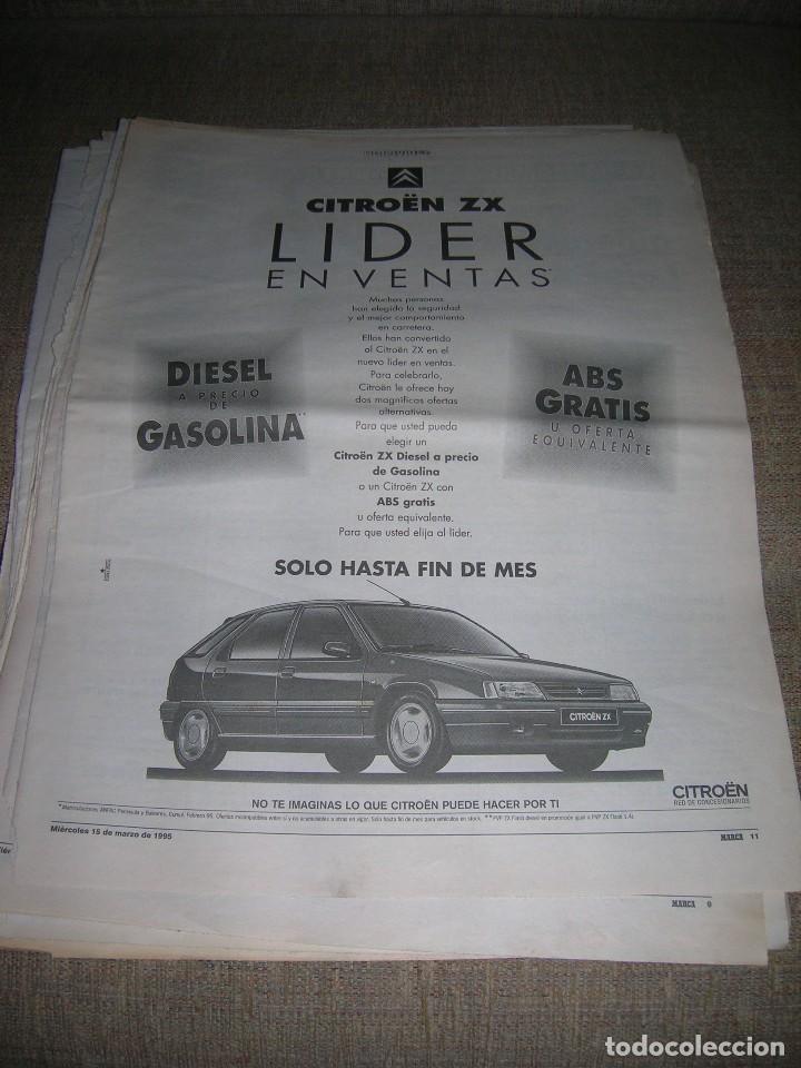Coches y Motocicletas: Hoja recorte de prensa. Periodico Marca, publicidad del nuevo Citro&euml;n ZX. 15 de marzo de 1995.