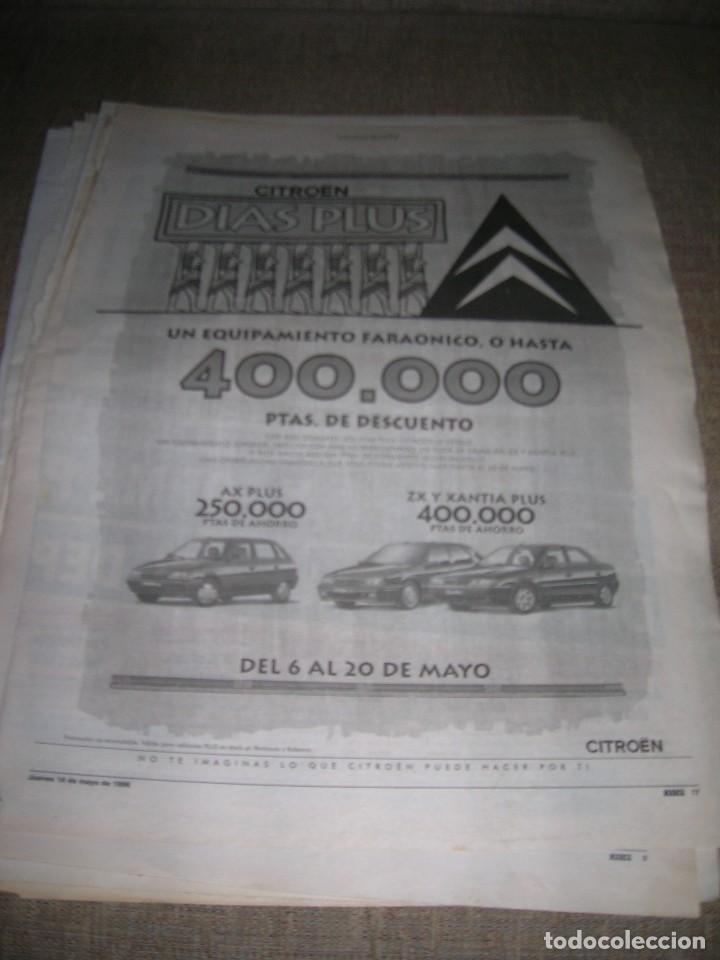 Coches y Motocicletas: Hoja recorte de prensa. Periodico Marca, publicidad Citro&euml;n AX, ZX, Xantia. 16 de mayo de 1996.
