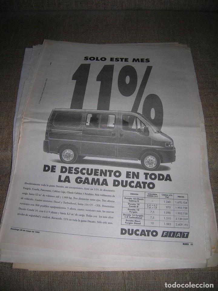 Coches y Motocicletas: Hoja recorte de prensa. Periodico Marca. Publicidad Fiat Ducato. 28 de mayo de 1995.