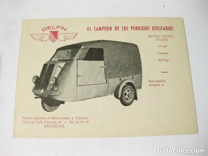 Coches y motocicletas: FOLLETO CATALOGO PUBLICITARIO DE LA MARCA DELFIN DE MOTOCICLETAS Y MOTOCARROS ON CARACTERISTICAS
