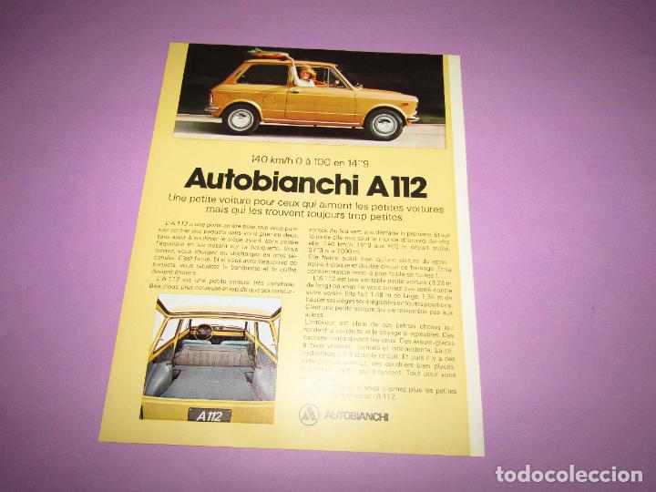 Cars and Motorcycles: Antiguo Folleto Catalogo del Autom&oacute;vil AUTOBIANCHI A 112 del A&ntilde;o 1972