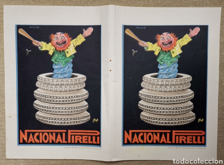 Voitures et Motocyclettes: Nacional Pirelli - Neum&aacute;ticos - L&aacute;mina Publicidad Doble - A&ntilde;os 20