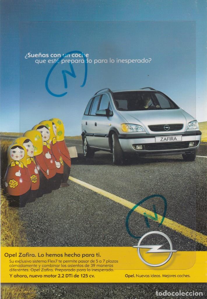 Automobili e Motociclette: PUBLICIDAD 2002. ANUNCIO COCHE OPEL ZAFIRA + COCHE FORD MONDEO (REVERSO)