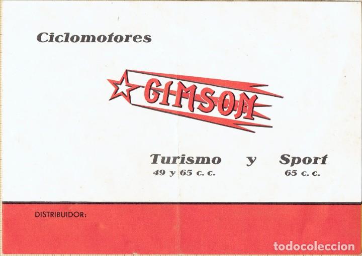 Cars and Motorcycles: PUBLICIDAD CARACTERISTICAS CICLOMOTORES GIMSON MODELOS TURISMO Y SPORT 196X.