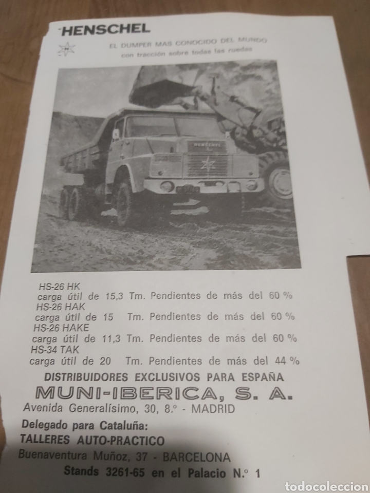 Carros e motociclos: 1967PUBLICIDAD CAMIONES HENSCHEL MUNDI IBERICA MADRID/TALLERES AUTO PR&Aacute;CTICO BARCELONA