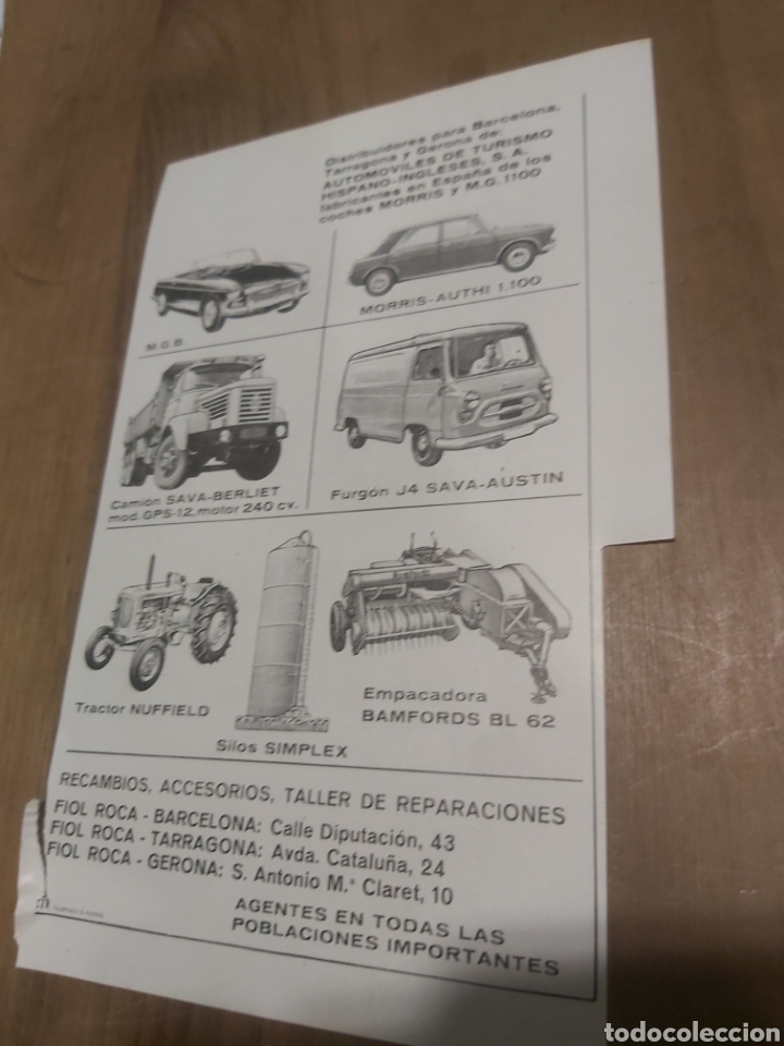 Carros e motociclos: HOJA DE LIBRO PUBLICIDAD DISTRIBUCIONES AUTOM&Oacute;VILES MORRIS MGB CAMION SAVA BERLIET 1967 TRACTOR