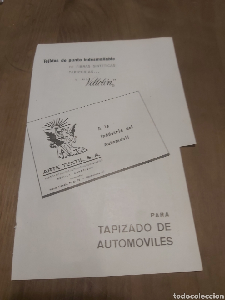 Cars and Motorcycles: HOJA PUBLICIDAD VELLODON ARTE TEXTIL AUTOM&Oacute;VIL/LANCIA DISTRIBUCI&Oacute;N/ TERMA ELECTRICIDAD AUTOM&Oacute;VILES