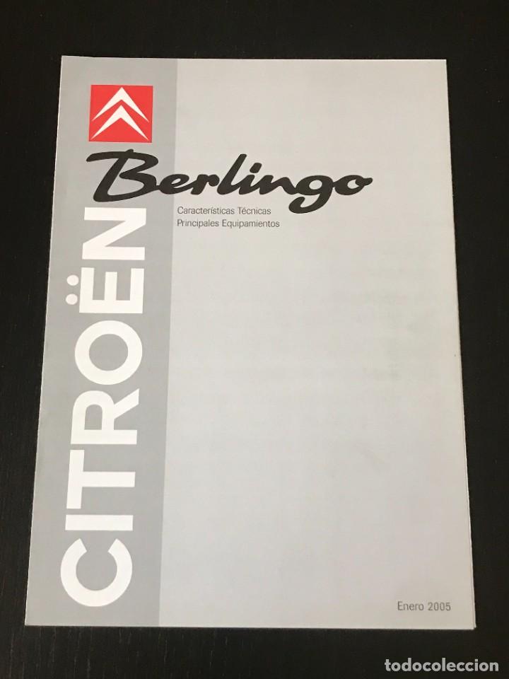 Coches y Motocicletas: CITROEN BERLINGO - FOLLETO CARACTERISTICAS TECNICAS EQUIPAMIENTO - ENERO 2005 - D X TOP SX PLUS