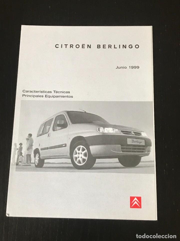 Coches y Motocicletas: CITROEN BERLINGO - FOLLETO CARACTERISTICAS TECNICAS EQUIPAMIENTO - JUNIO 1999 - MULTISPACE CUMBRE X