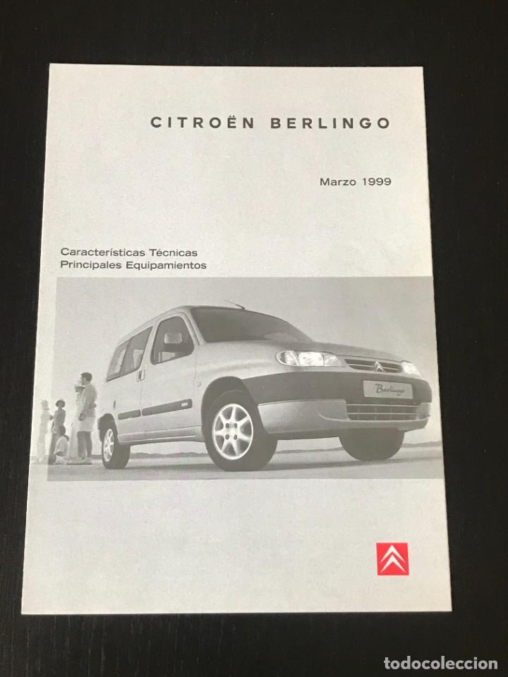 Coches y Motocicletas: CITROEN BERLINGO - FOLLETO CARACTERISTICAS TECNICAS EQUIPAMIENTO - MARZO 1999 - MULTISPACE CUMBRE X