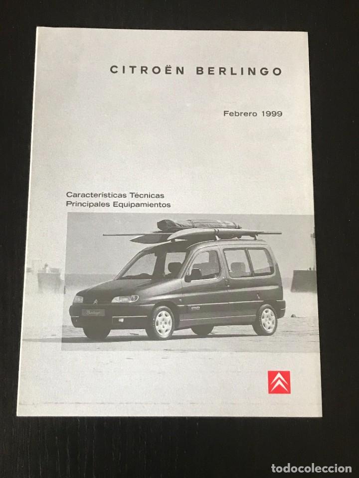 Coches y Motocicletas: CITROEN BERLINGO - FOLLETO CARACTERISTICAS TECNICAS EQUIPAMIENTO - FEBRER 1999 - MULTISPACE CUMBRE X