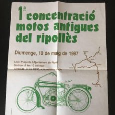 Coches y Motocicletas: 1ª CONCENTRACION MOTOS ANTIGUAS DEL RIPOLLES - CARTEL POSTER ORIGINAL - AÑO 1987 MOTO CLASICA RIPOLL. Lote 314696773